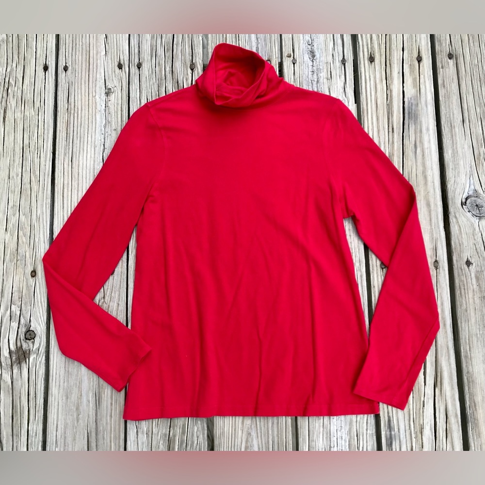 Ladies MADISON Red Knit Fitted Turtleneck Top Shirt Live Green Belk M